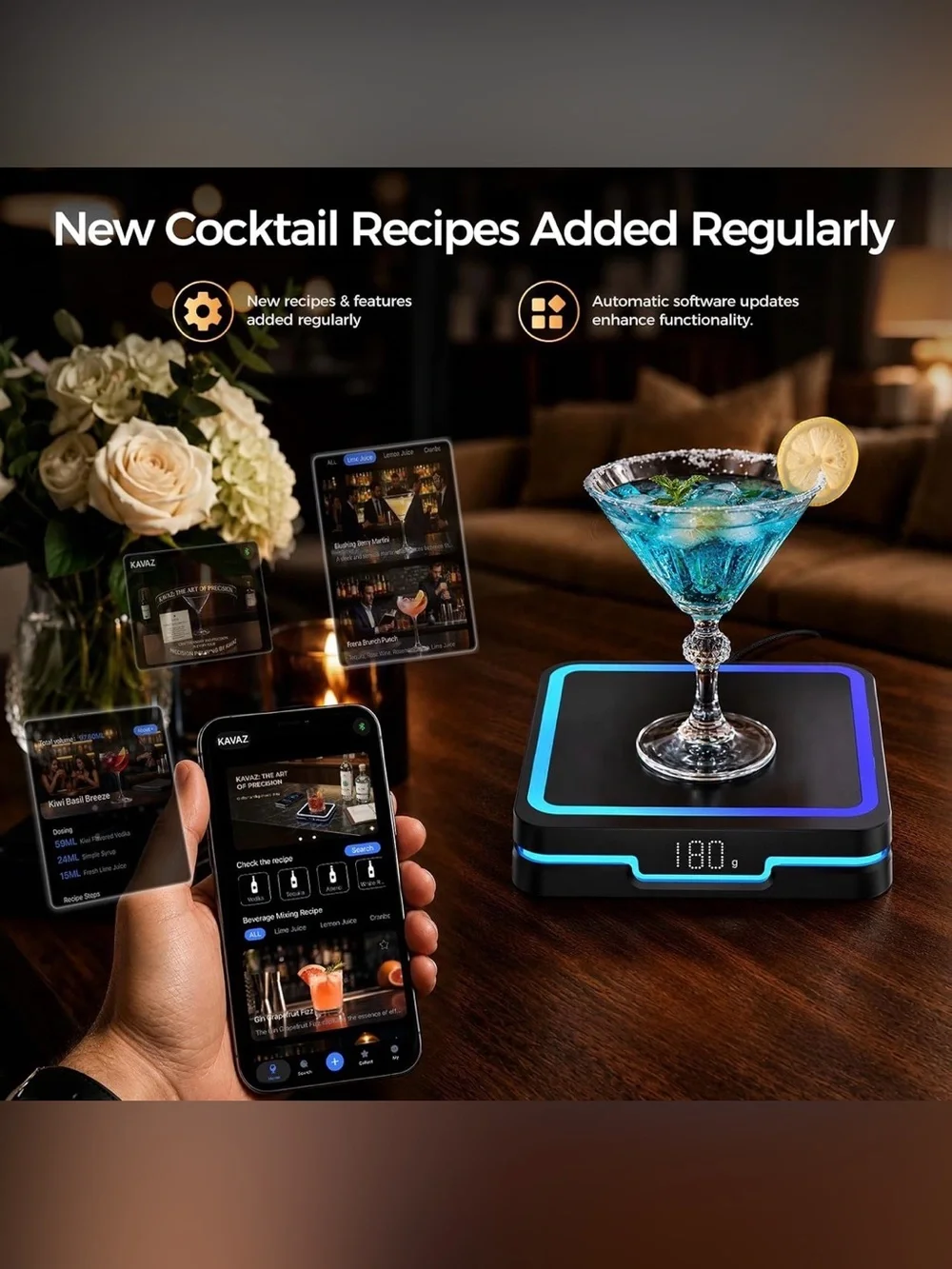 Smart Cocktail Coaster – App Guided Cocktail Maker with LED Pour Guidance